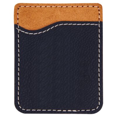 Black/Silver Laserable Leatherette Phone Wallet with Silver Ring Thumbnail