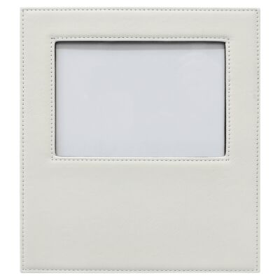 5" x 7" White Leatherette Photo Frame with 4 1/4" x 8 7/8" Engraving Area Thumbnail